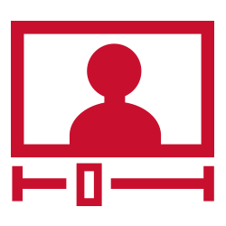 Red icon of a video screen